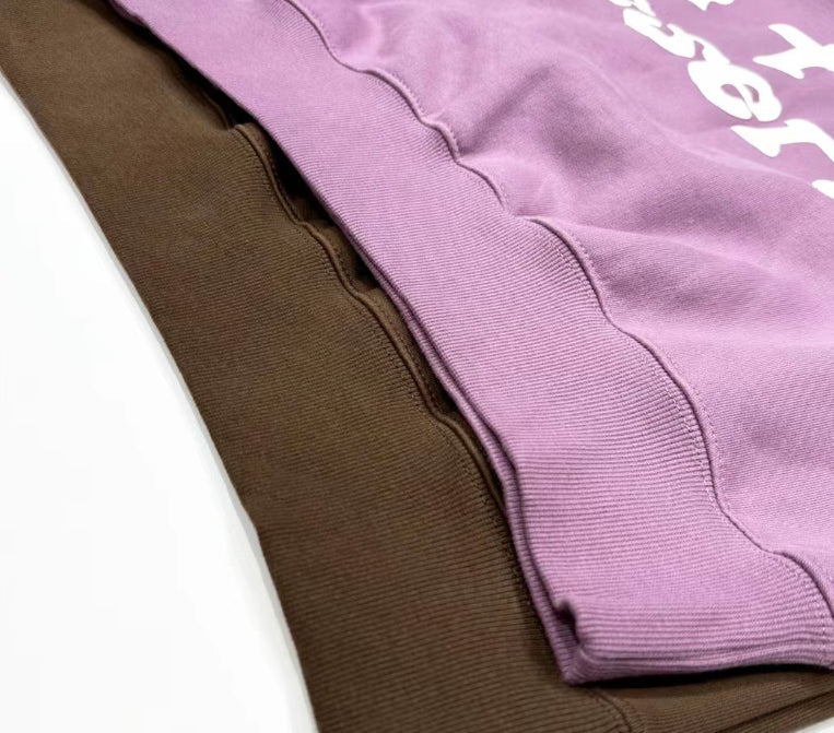 Trendha Two-Tone Hooded Sweatshirt with Star Print in Purple
