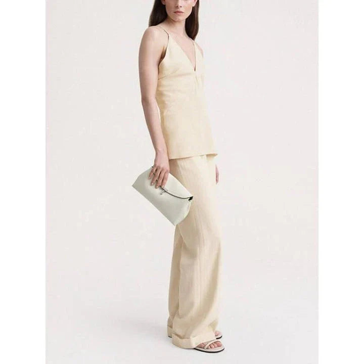 Chic Summer V-Neck Backless Cami Top in Beige for Women