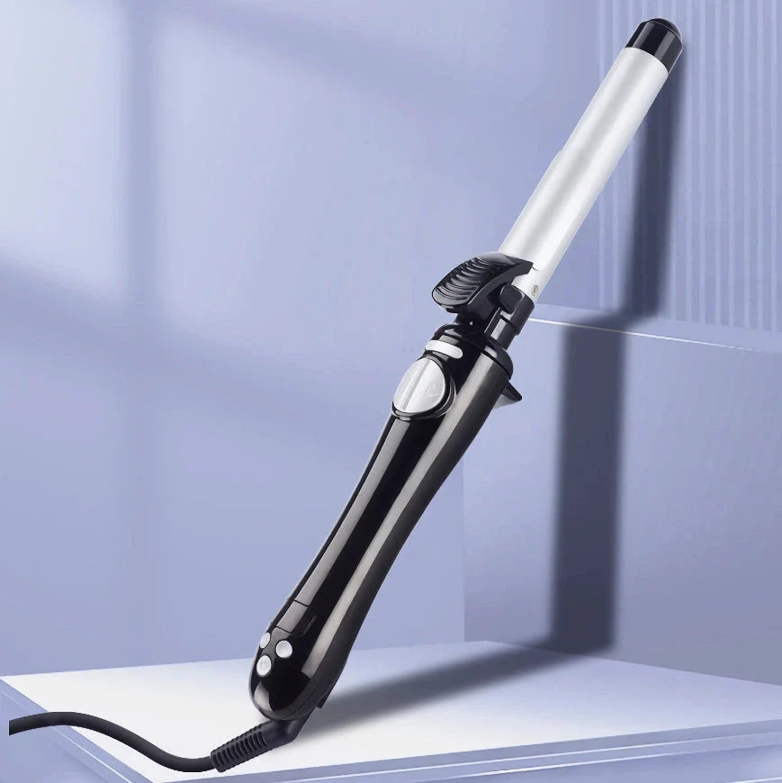 25mm Automatic Curling Iron with 360-degree rotation, ceramic coating, and LCD temperature display