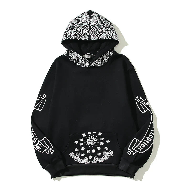 A cosy, fleece-lined hoodie with a classic paisley pattern, a relaxed fit, and practical side pockets for easy style and comfort.