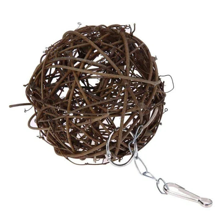 Premium eco-friendly chew toy for parrots, made from durable rattan and designed to promote natural chewing and mental enrichment