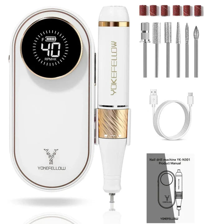 Professional-Grade Cordless Nail Drill Machine with 40,000 RPM Speed and HD Display for Salon-Quality Nail Care