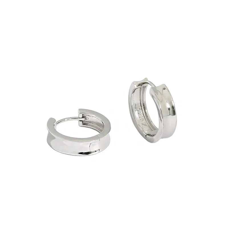 Pair of elegant 925 sterling silver geometric circle earrings in a trendy Korean style