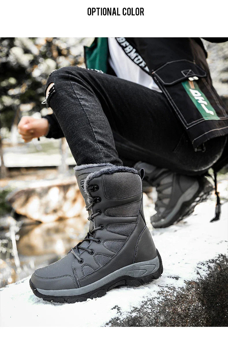 Rugged and insulated winter boots designed for the adventurous British man, featuring a durable, water-resistant outer shell and a flexible, supportive design.