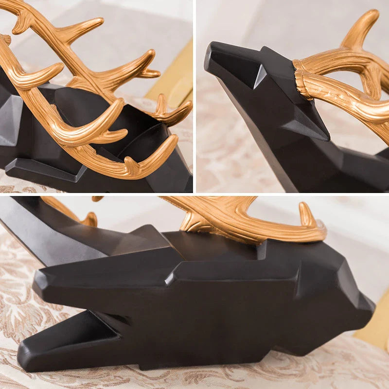 Elegant Nordic-style wine rack with deer decoration, made of high-quality resin for a sleek and durable design