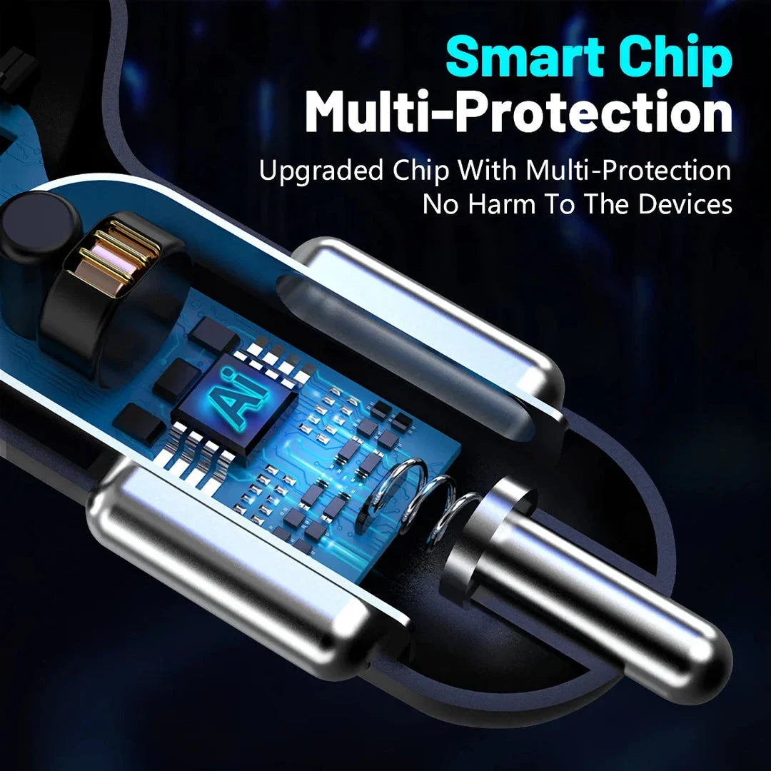 Trendha 3-Port USB Car Charger with Quick Charge 3.0 technology for fast, efficient charging on the road
