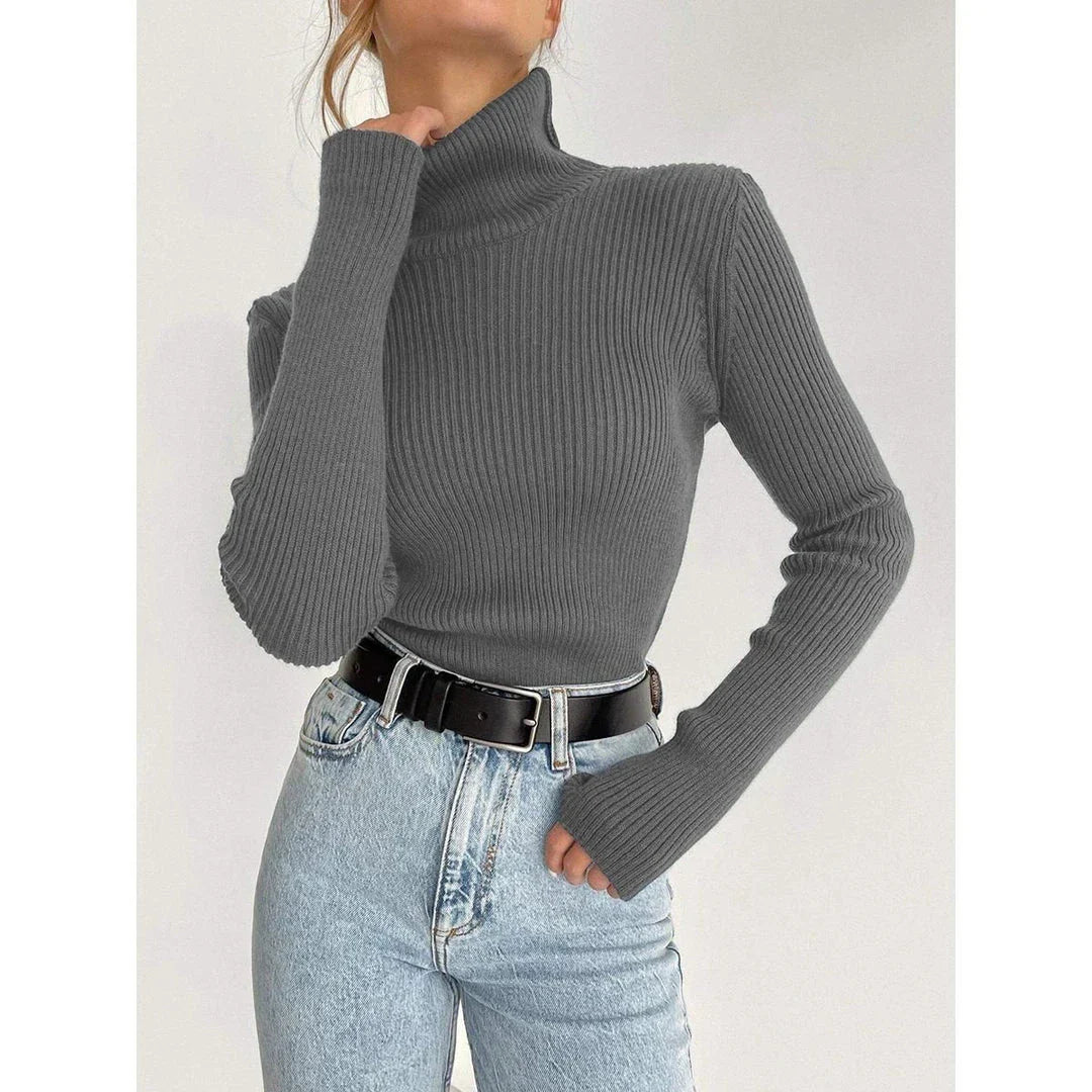 Luxurious autumn and winter turtleneck sweater for women in a variety of colours, featuring a slim-fit design and premium blend of viscose, polyester, and nylon
