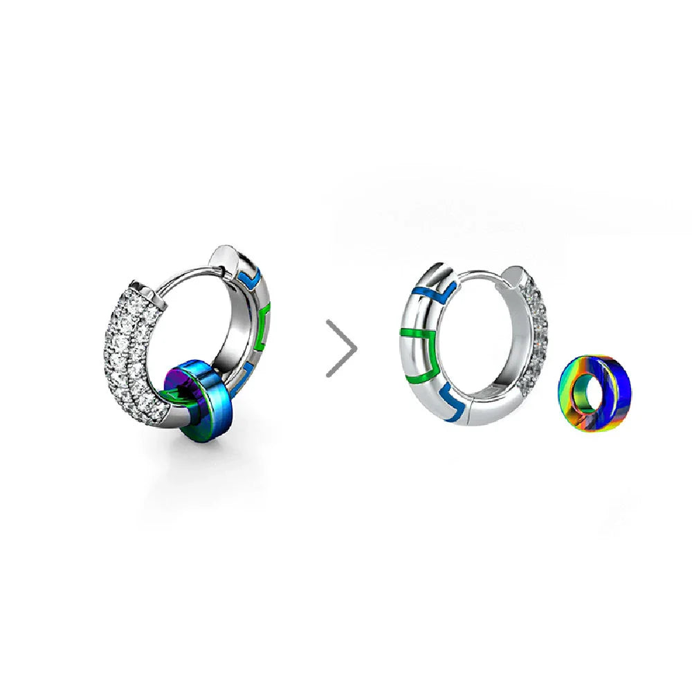 Sterling silver earrings with luminous accents, providing a soft, gentle glow for a touch of elegant sophistication.