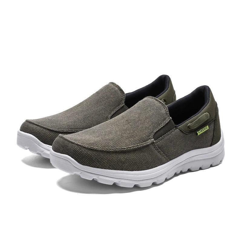 Premium denim canvas casual trainers with extra-wide fit and flexible, lightweight construction