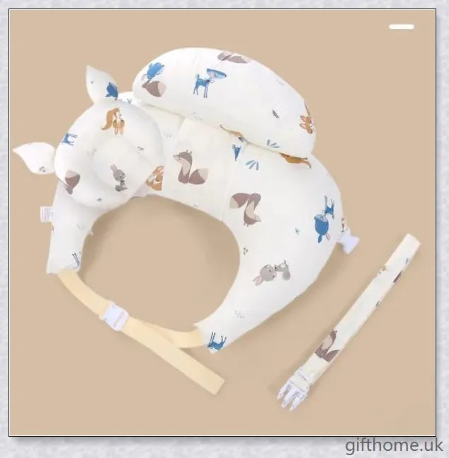 Premium breastfeeding nursing pillow with adjustable buckle, soft cotton fabric, and extra cushioning to support baby's head and prevent reflux.
