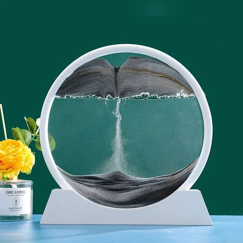 Captivating retro sandscape hourglass with mesmerising deep sea moving sand art