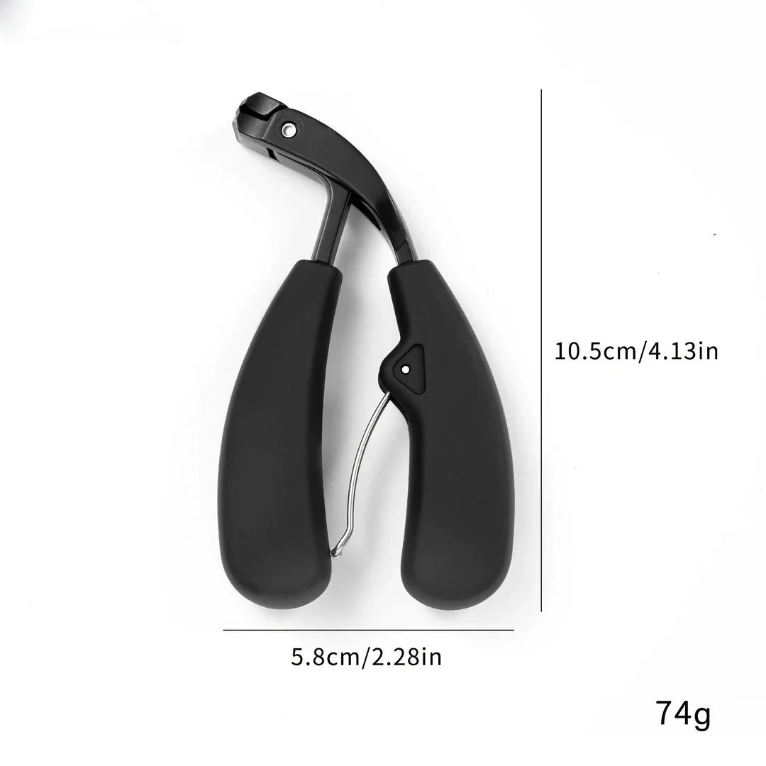 Heavy-duty curved nail clippers made of stainless steel with anti-splash storage for managing thick toenails and providing comfortable nail care for the elderly
