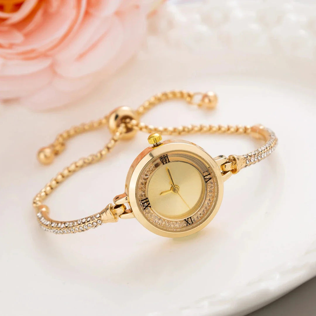 Elegant stainless steel quartz women's watch with compact dial, designed for timeless style and functionality