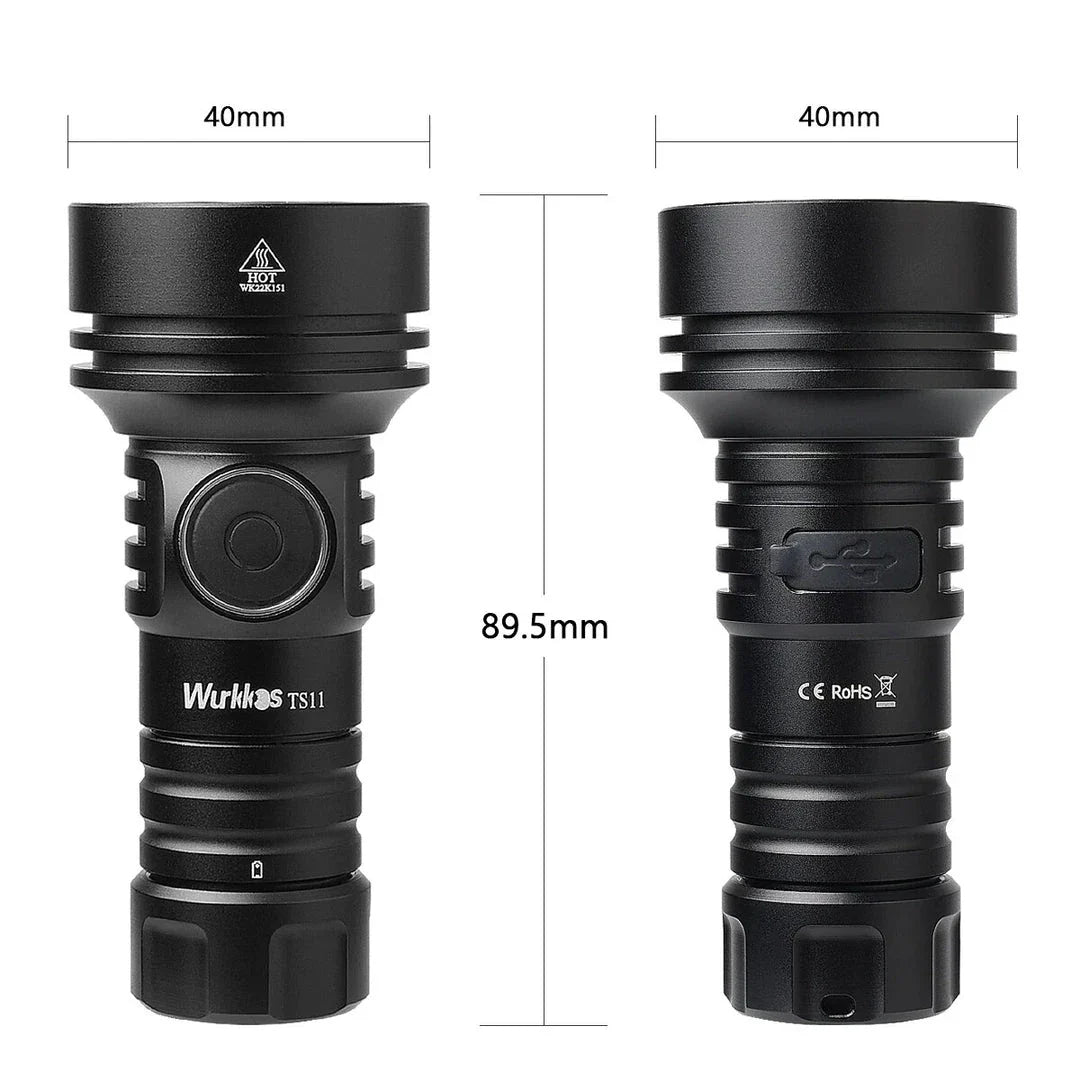 Powerful 2000-lumen USB-C rechargeable EDC flashlight with RGB auxiliary lights and IP68 waterproof design