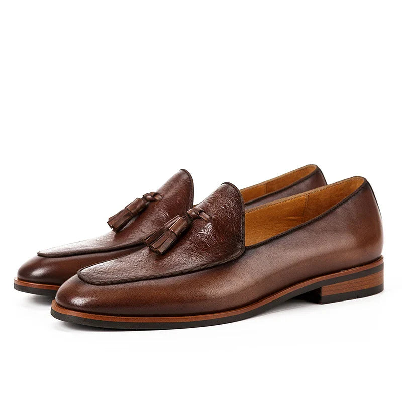 Premium British leather casual loafers with one-step design, breathable and durable construction, suitable for business and everyday wear.