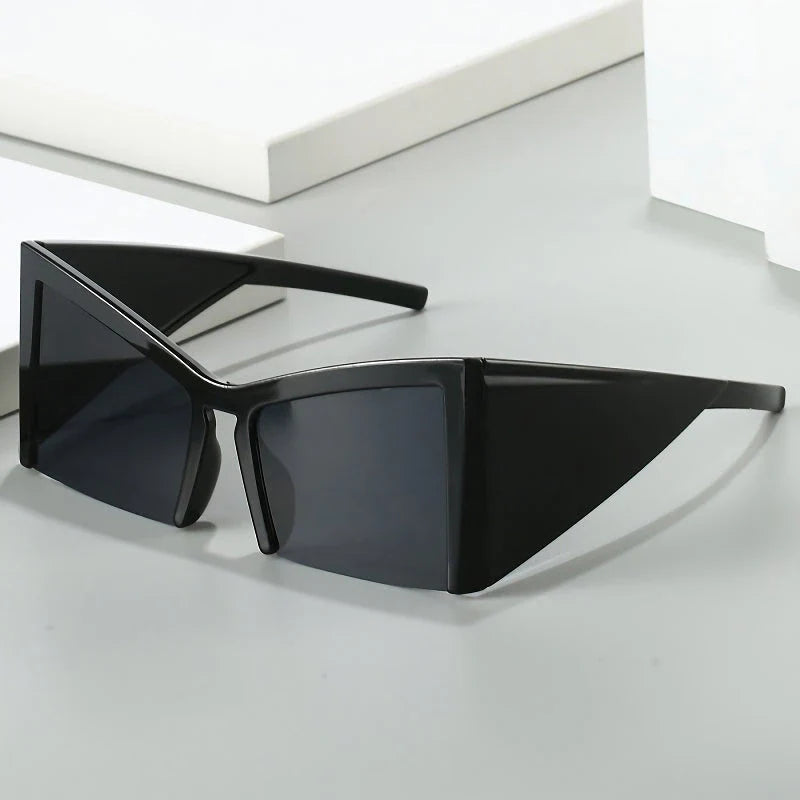 Irregular semi-rimless sunglasses with UV400 protection, offering a unique and stylish design for both men and women