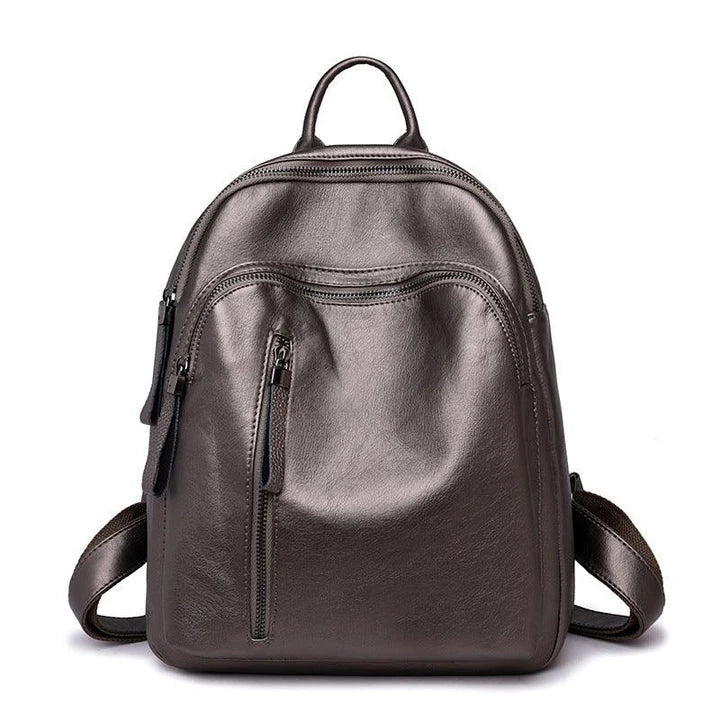 Elegant Korean PU Leather Backpack in a sleek, vertical square design with colour contrast details
