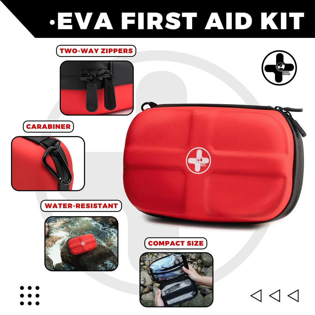 Compact and weatherproof first aid kit with 118 emergency supplies for travel, home, car, and outdoor activities