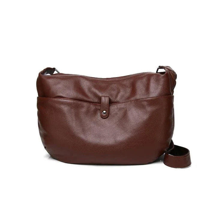 High-quality genuine leather crossbody hobo bag for women with a unique stone pattern and ample interior storage