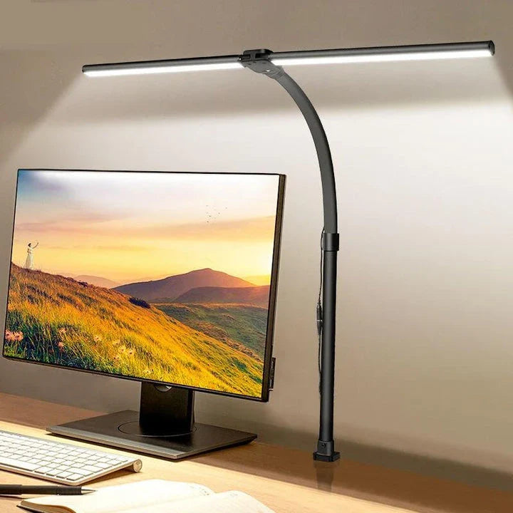Premium 24W LED desk lamp with adjustable brightness, colour temperature, and flexible positioning for enhanced workspace productivity and comfort