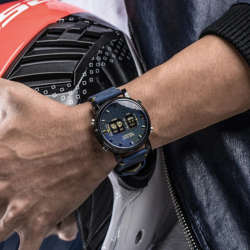 Sophisticated sports-inspired business watch for men, featuring a leather strap and alloy case for a stylish, versatile design.