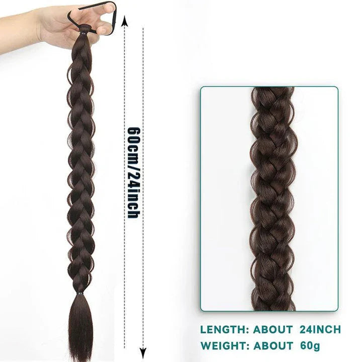 24-Inch Synthetic Braided Ponytail Hair Extension in Blonde Colour, Offering Luxurious British Style and Elegant Transformation