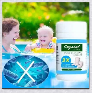 Premium swimming pool cleaning tablets that effectively eliminate bacteria, control algae, and protect against UV rays for a crystal clear, safe pool experience.