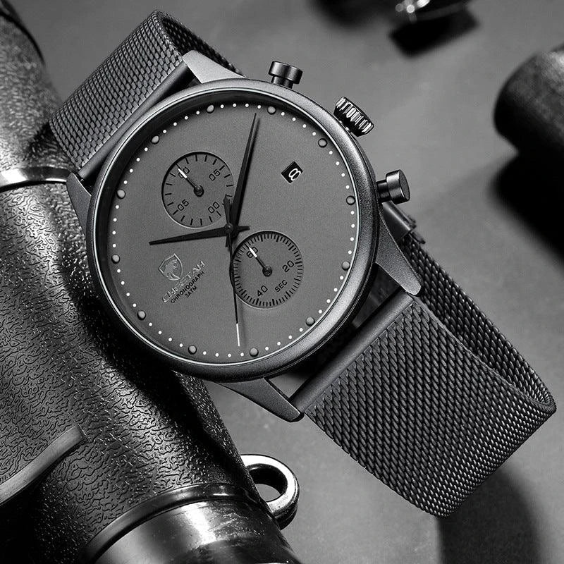 Cheetah Premium Men's Timepiece with Stainless Steel Band, Dual-Eye Design, and Waterproof Construction