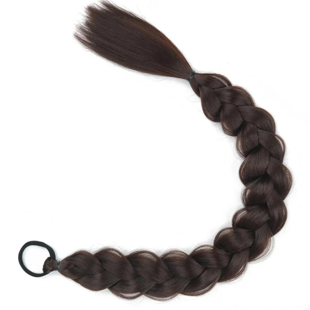 24-Inch Synthetic Braided Ponytail Hair Extension in Blonde Colour, Offering Luxurious British Style and Elegant Transformation