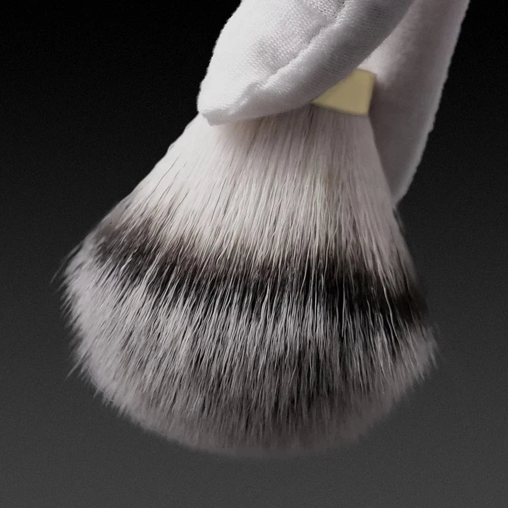 Premium 3-colour synthetic hair shaving brush with ergonomic handle for a luxurious, comfortable shave