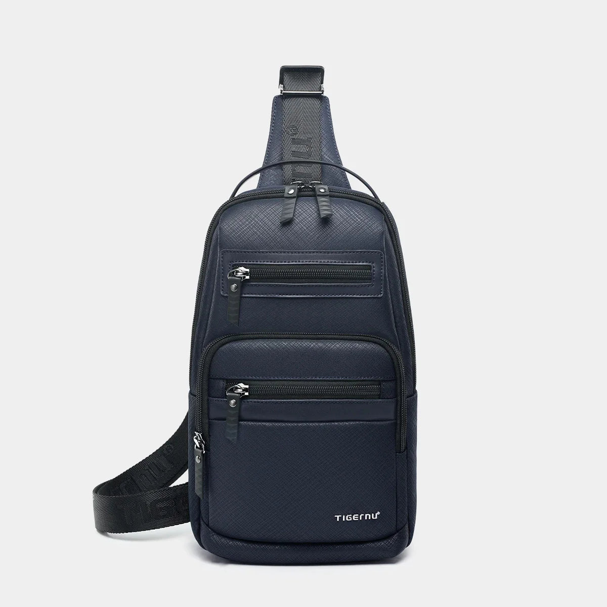 Premium waterproof men's chest bag in dark blue colour, featuring a sleek and sophisticated design with a spacious main compartment and secure zipper closure.