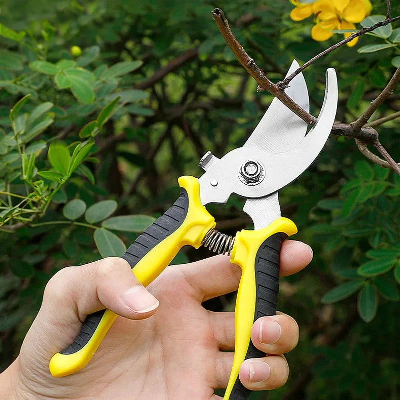 Professional Bypass Pruning Shears with stainless steel blades and ergonomic non-slip handles for effortless gardening