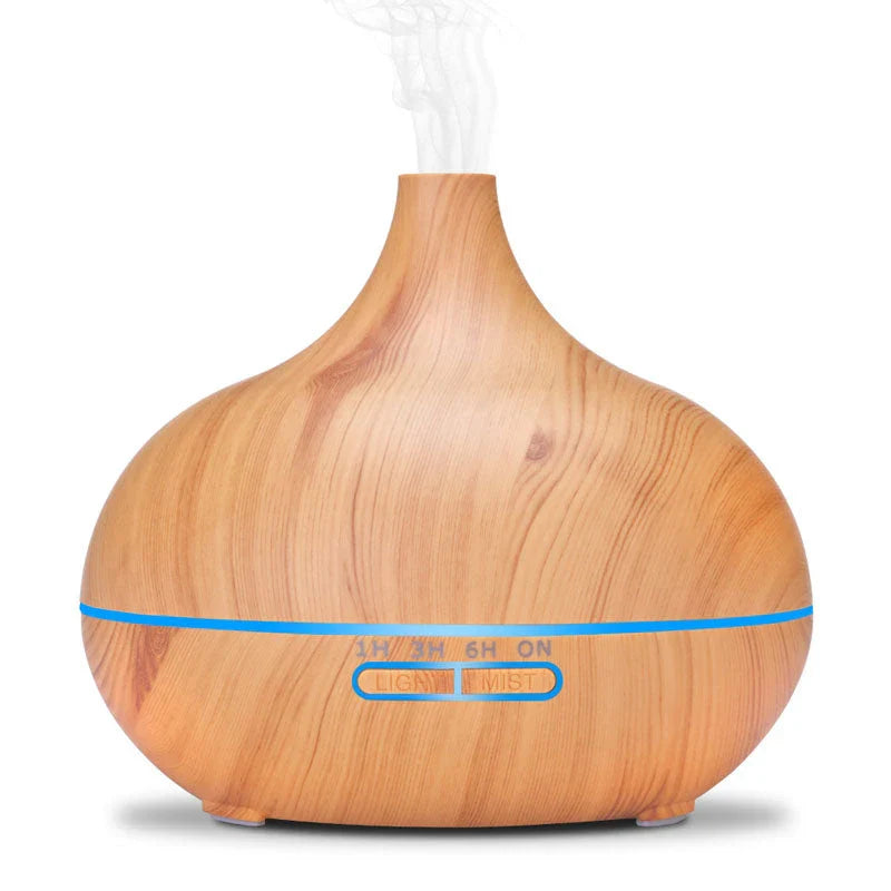 550ml Aromatherapy Essential Oil Diffuser with Remote Control - Elegant Wood Grain Design for Relaxing Home Environment
