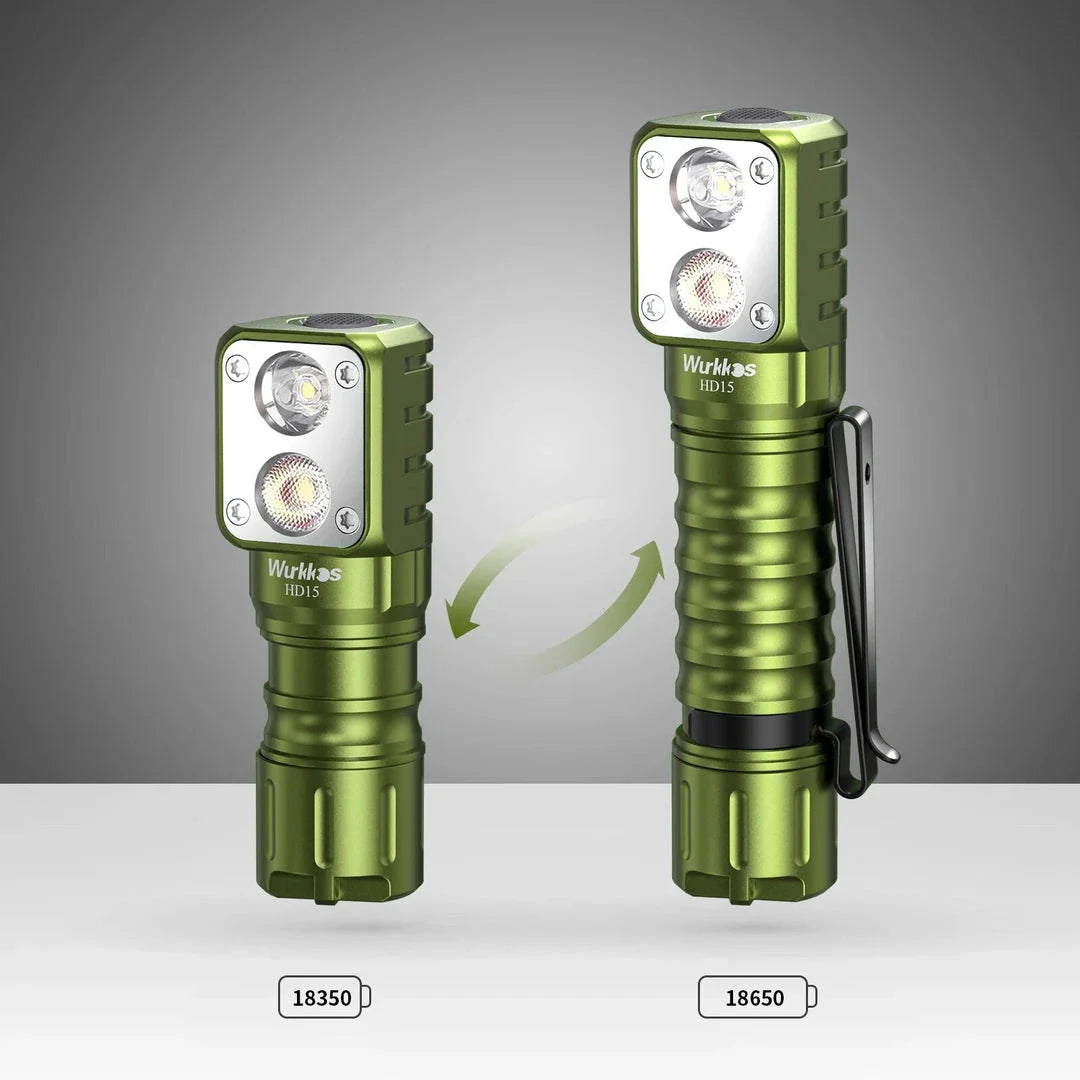 Wurkkos HD15R/HD15 Rechargeable Headlamp with 2000 lumens of output, aerospace-grade aluminium alloy construction, and reverse charging capability
