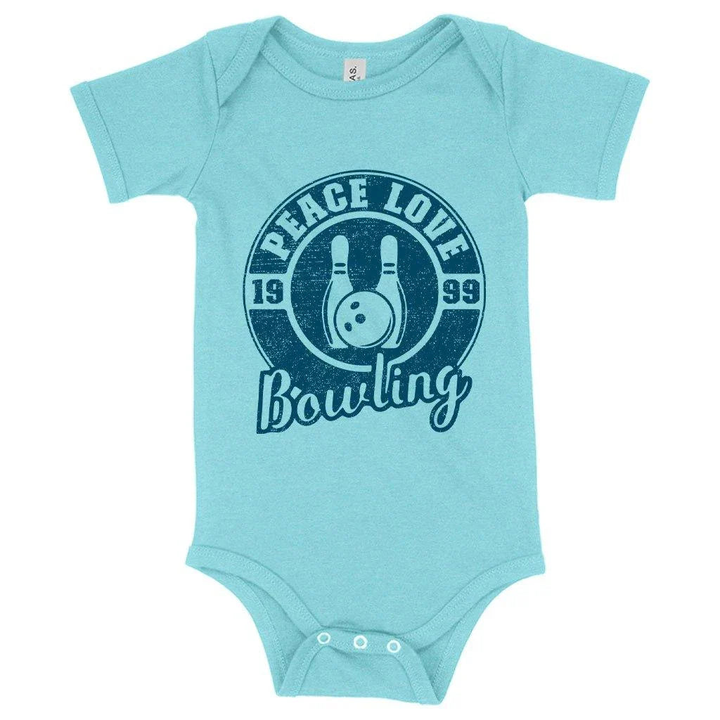 Comfy bowling-themed onesie for newborn babies, featuring a flexible fit and convenient design