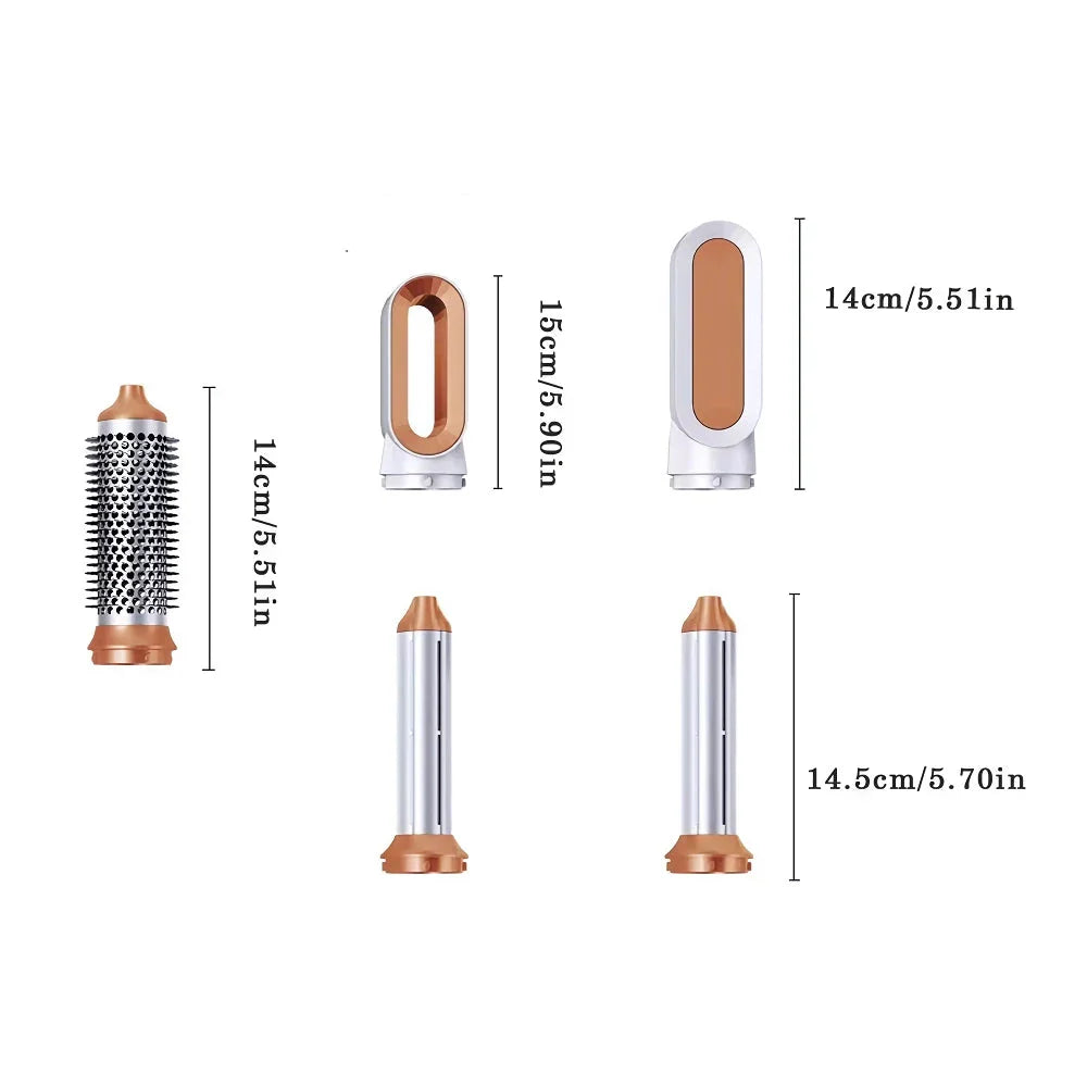 Versatile 5-in-1 Hot Air Hair Dryer Brush with Negative Ionic Technology and Detachable Attachments