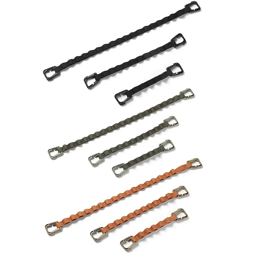 Adjustable camping strap with multi-ring design for organising outdoor gear and supplies