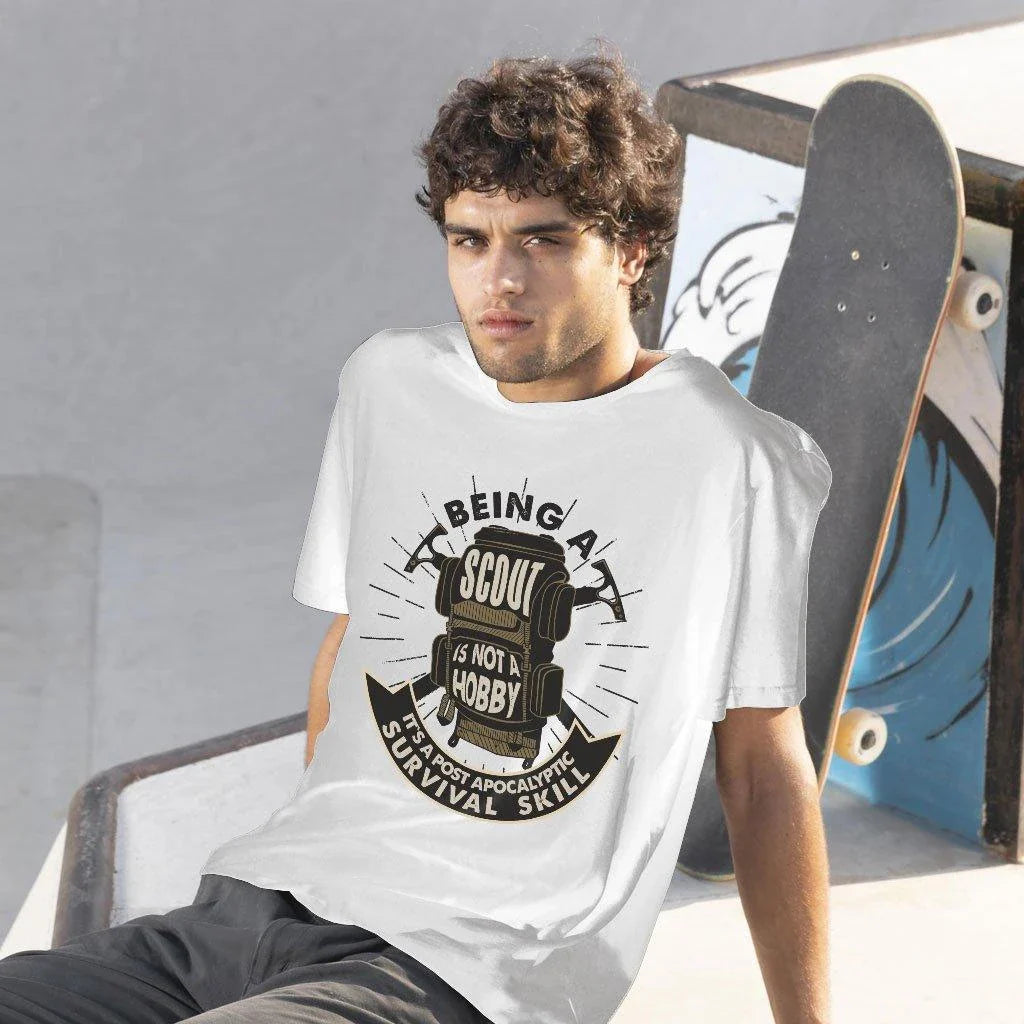 Official Scout T-Shirt in Asphalt colour, featuring premium Airlume cotton construction and a classic scouting design