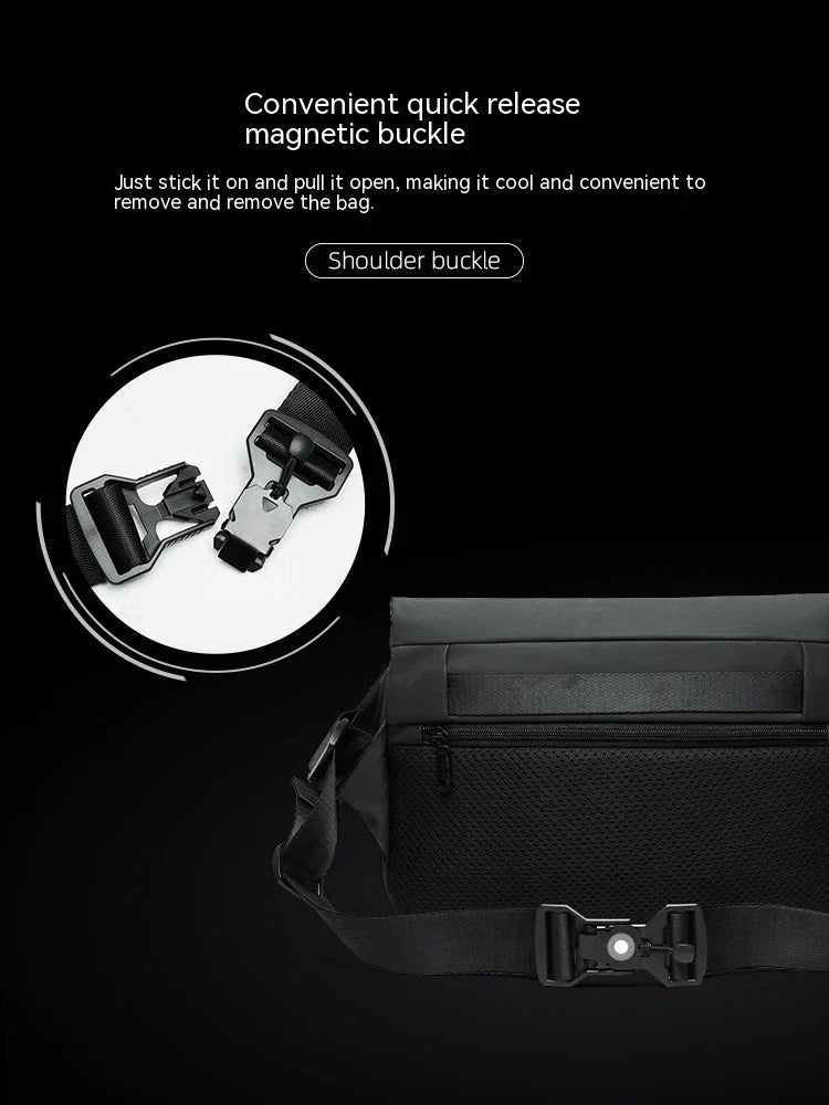 A sleek, minimalist crossbody bag with a mechanical-inspired design, crafted from premium PVC for durability and breathability.