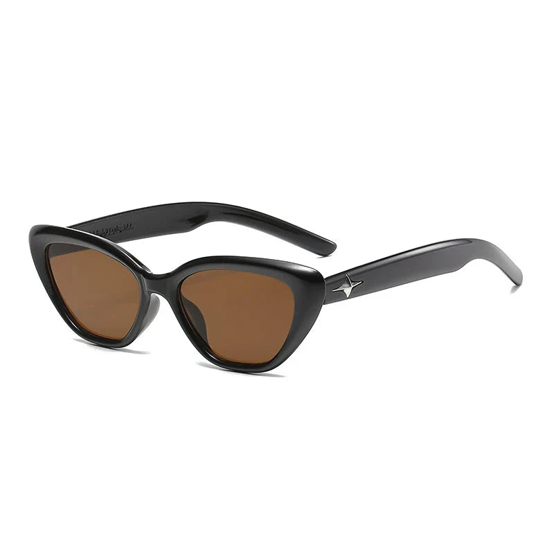 Classic cat-eye sunglasses with rice nail detail, offering UV protection and gradient lenses for a timeless, sophisticated look.