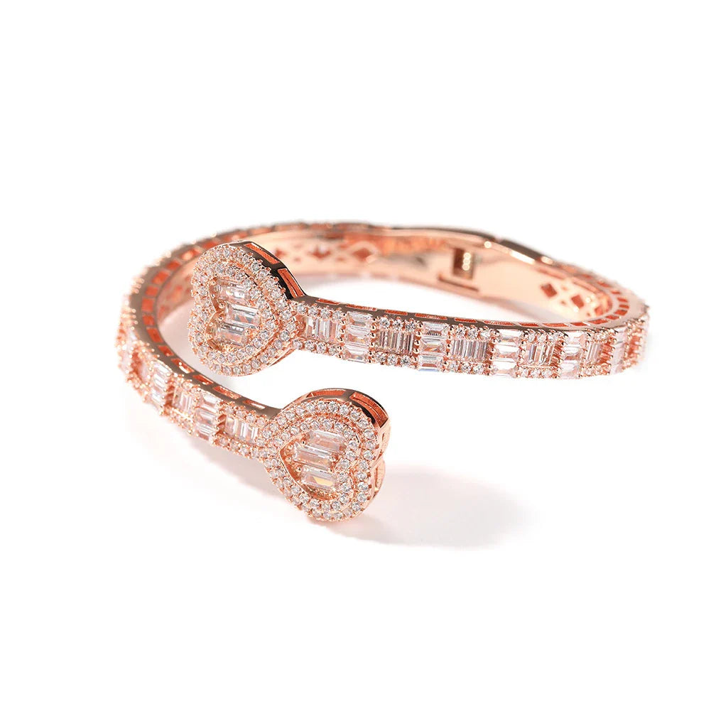 Elegant geometric diamond bracelet with spring buckle closure in gold, silver, and rose gold finishes