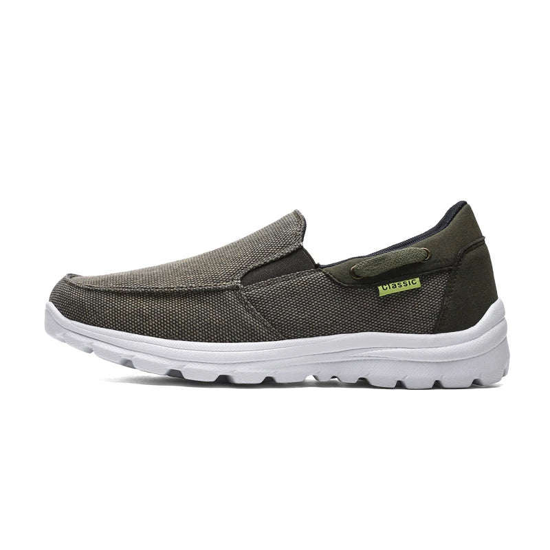Premium denim canvas casual trainers with extra-wide fit and flexible, lightweight construction