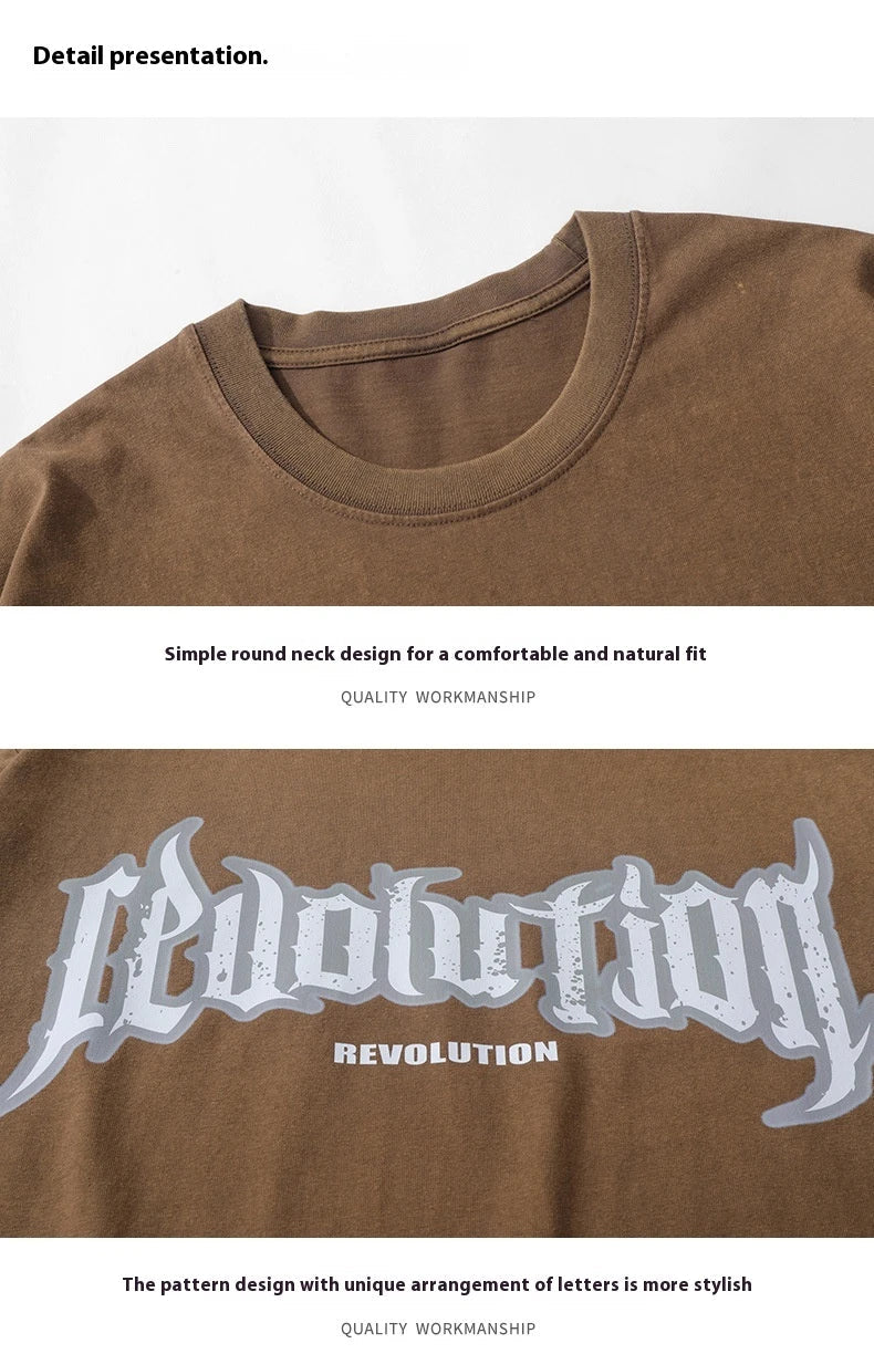 Premium vintage-inspired short-sleeved t-shirt in a distressed black colour, made of soft pure cotton fabric