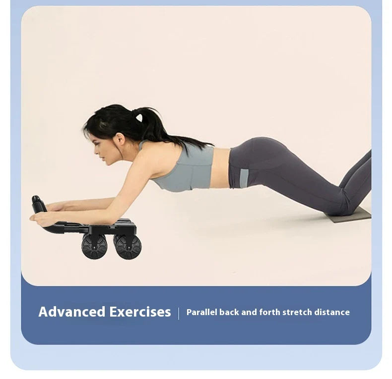 Premium 4-wheel abdominal roller with automatic rebound and mobile app for core strengthening and fitness workout