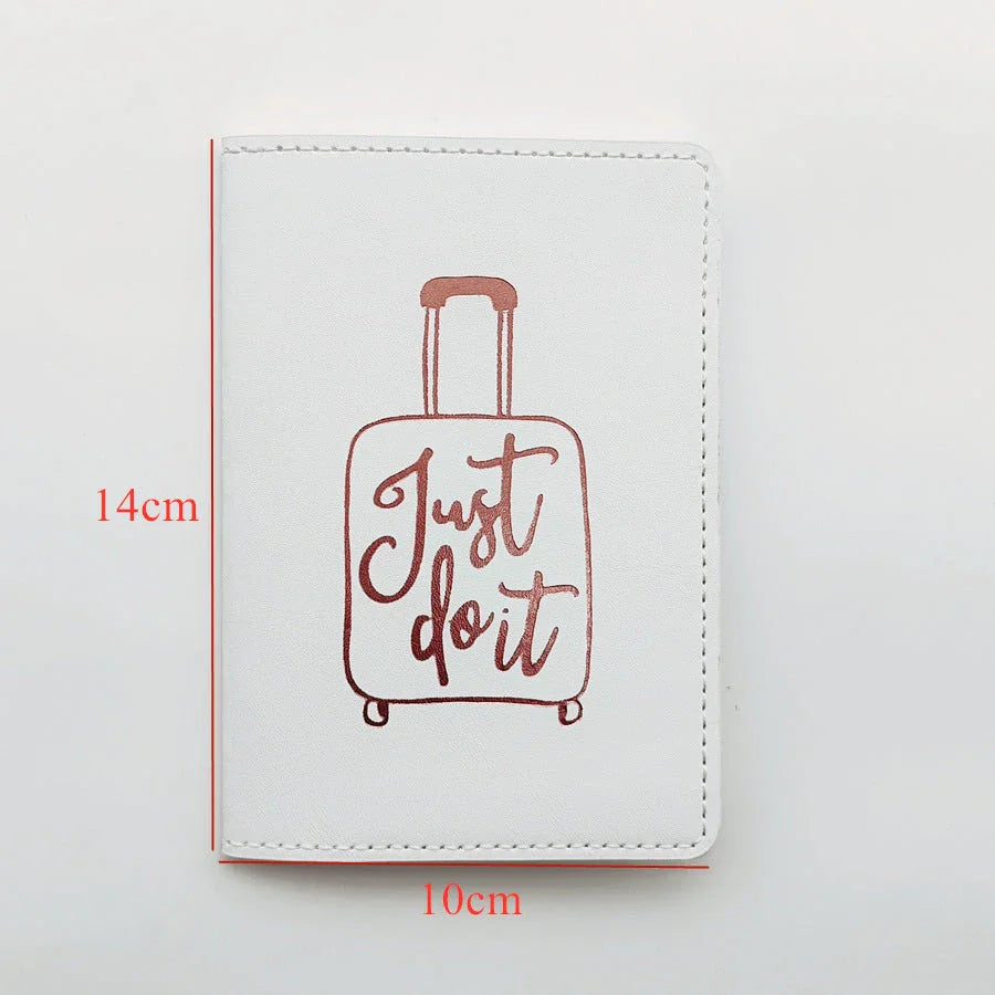 Premium PU leather passport cover in rose gold colour with subtle letter pattern, designed for stylish and organised travel