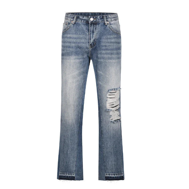 Premium British men's straight relaxed fit jeans in a vibrant blue colour