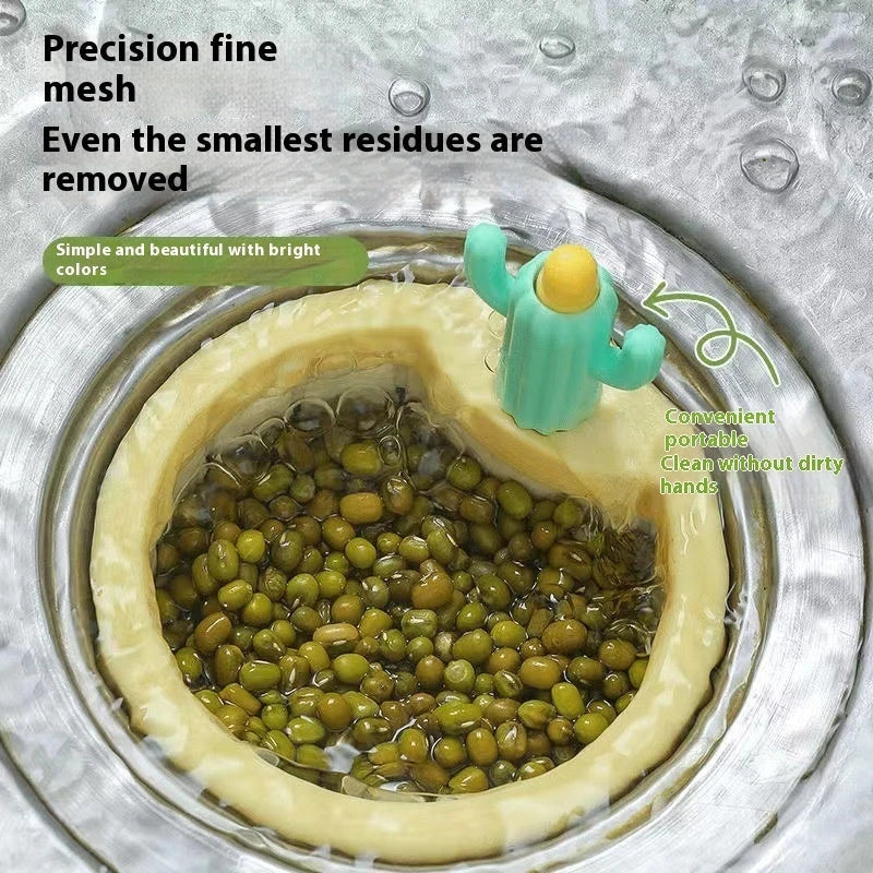 Elegant green cactus-inspired sink filter basket with effective debris trapping capabilities
