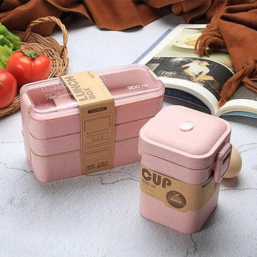 Premium 3-tier lunch box with thermal insulation, durable PP+AS material, and compact, portable design in a range of trendy colours