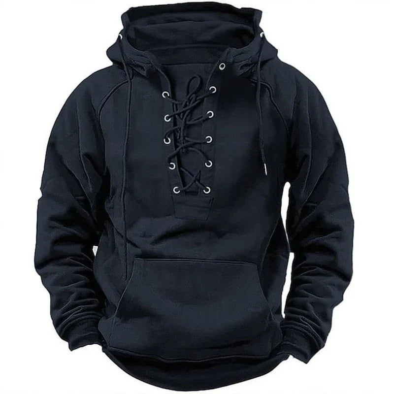 A stylish retro-inspired hooded long-sleeve top in various colours, perfect for outdoor activities and casual wear.