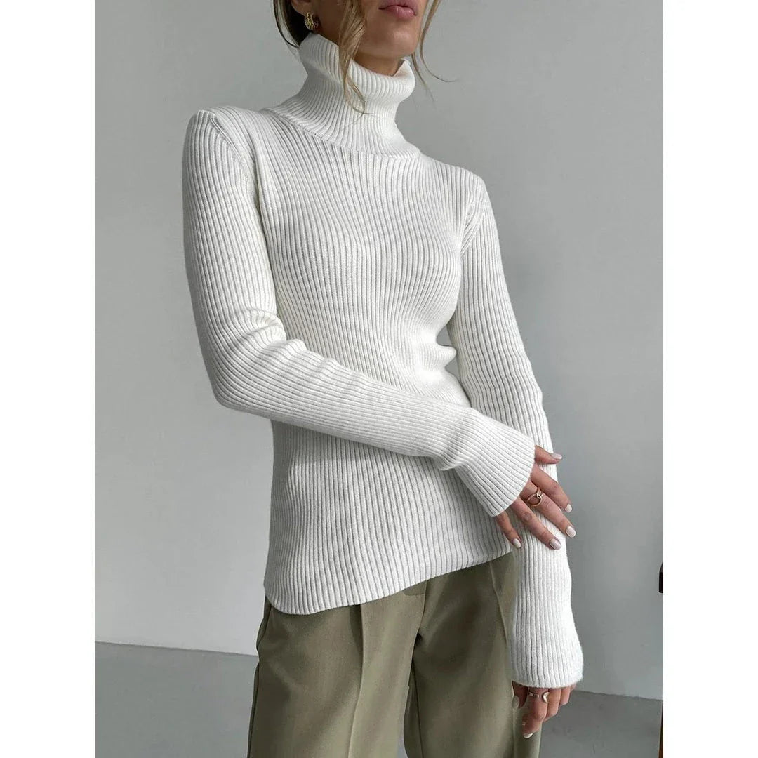 Luxurious autumn and winter turtleneck sweater for women in a variety of colours, featuring a slim-fit design and premium blend of viscose, polyester, and nylon
